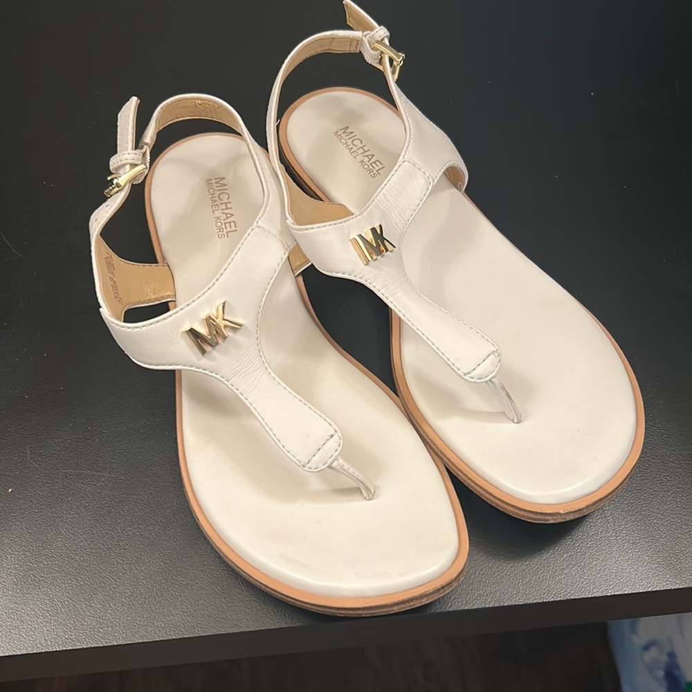 White leather sandals
